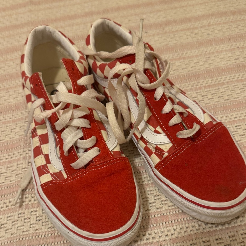 Vans Red and White Checkered Sneakers